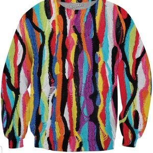 90s style polyester crew neck sweater